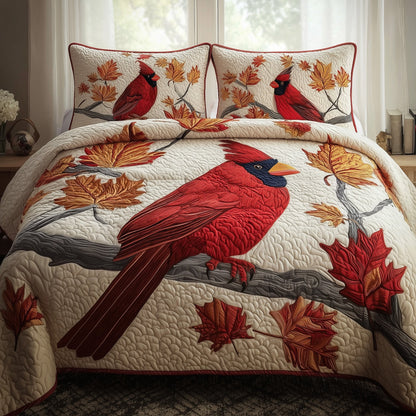 Autumn Cardinal 3-Piece Quilted Bedding Set GFTONT1808