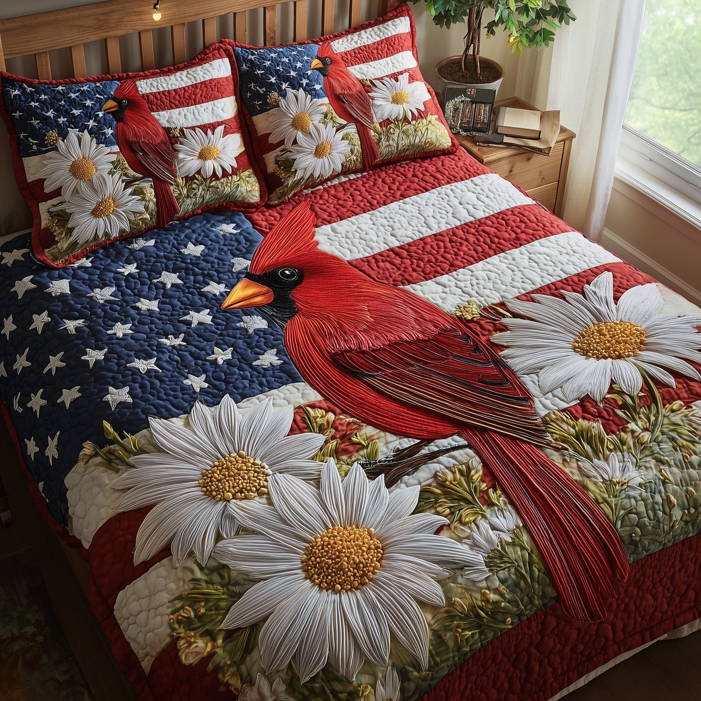 Patriot Cardinal 3-Piece Quilted Bedding Set GFTONT1811