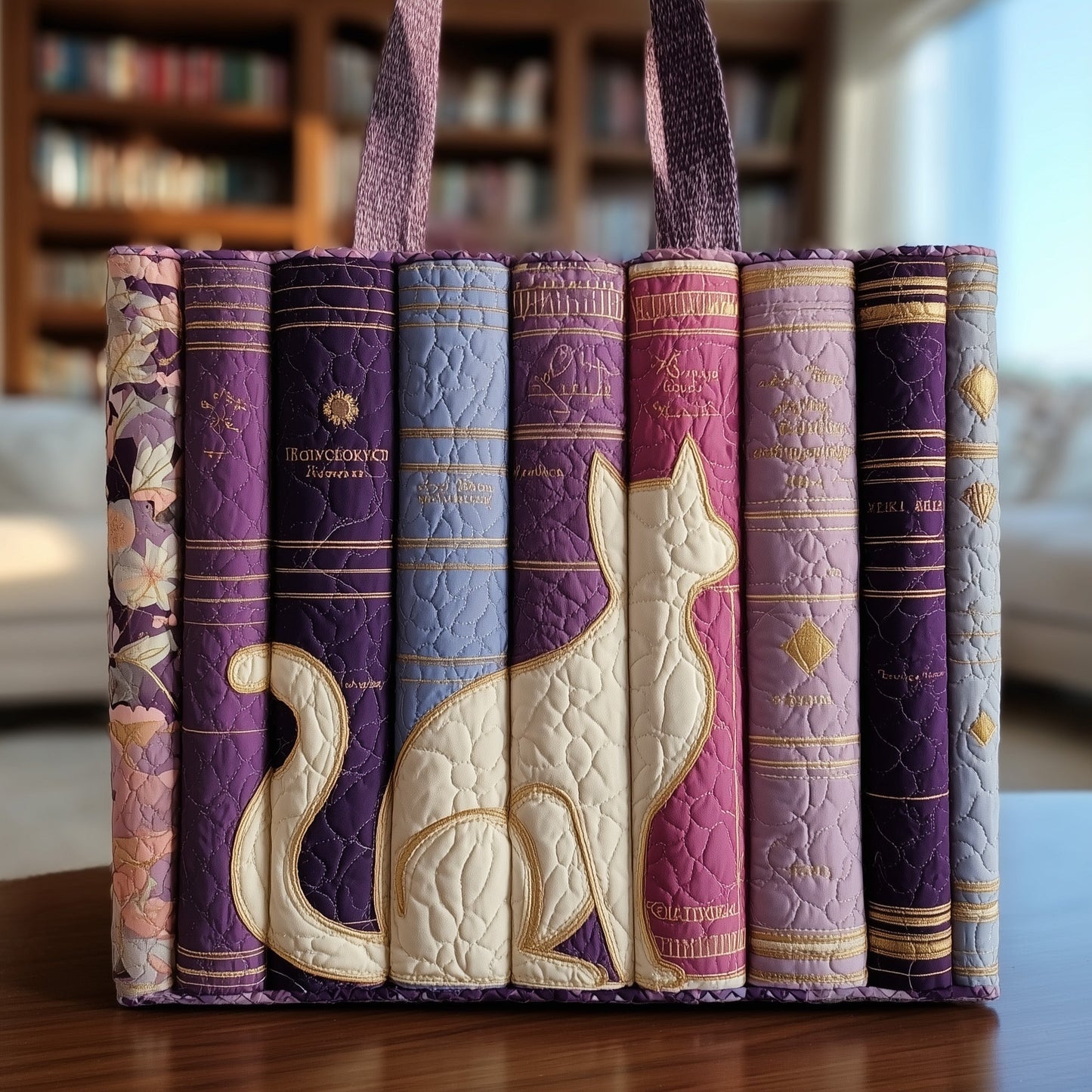 Cat Library Quilted Tote Bag GFTONT1921
