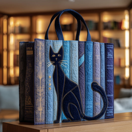 Cat Library Quilted Tote Bag GFTONT1925