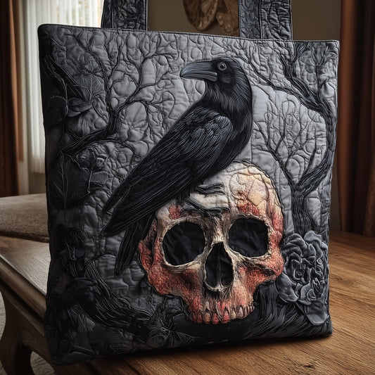 Raven Skull Quilted Tote Bag GFTONT2000
