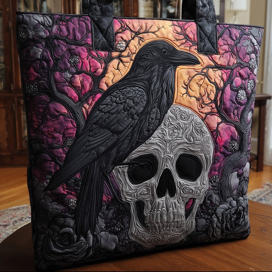 Raven Skull Quilted Tote Bag GFTONT2002