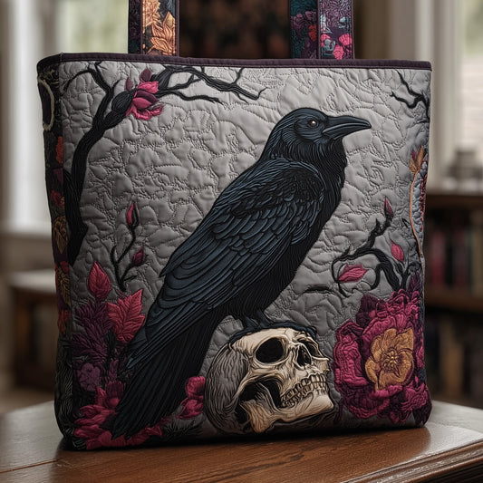 Raven Skull Quilted Tote Bag GFTONT2003