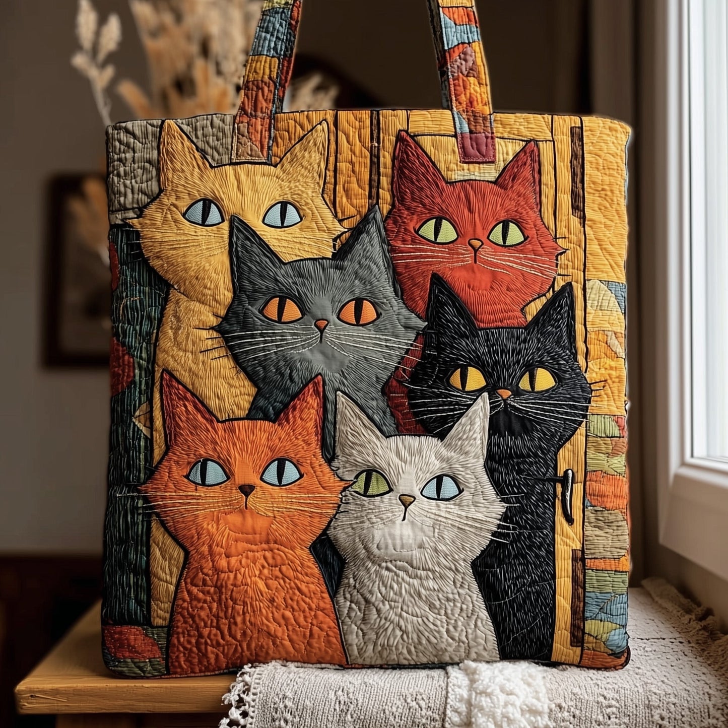 Whimsy Cat Quilted Tote Bag GFTONT2115