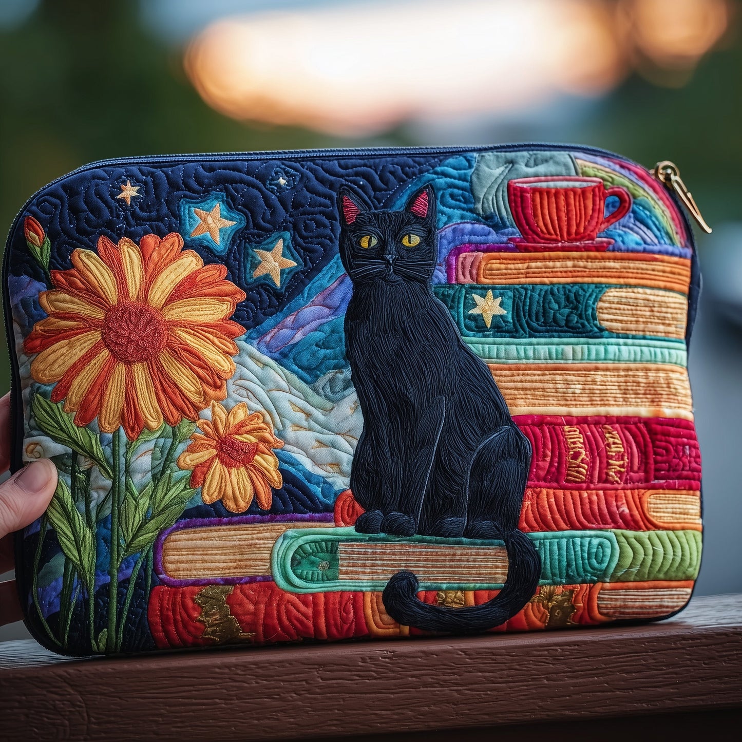 Cat and Book Quilted Purse GFTONT2146
