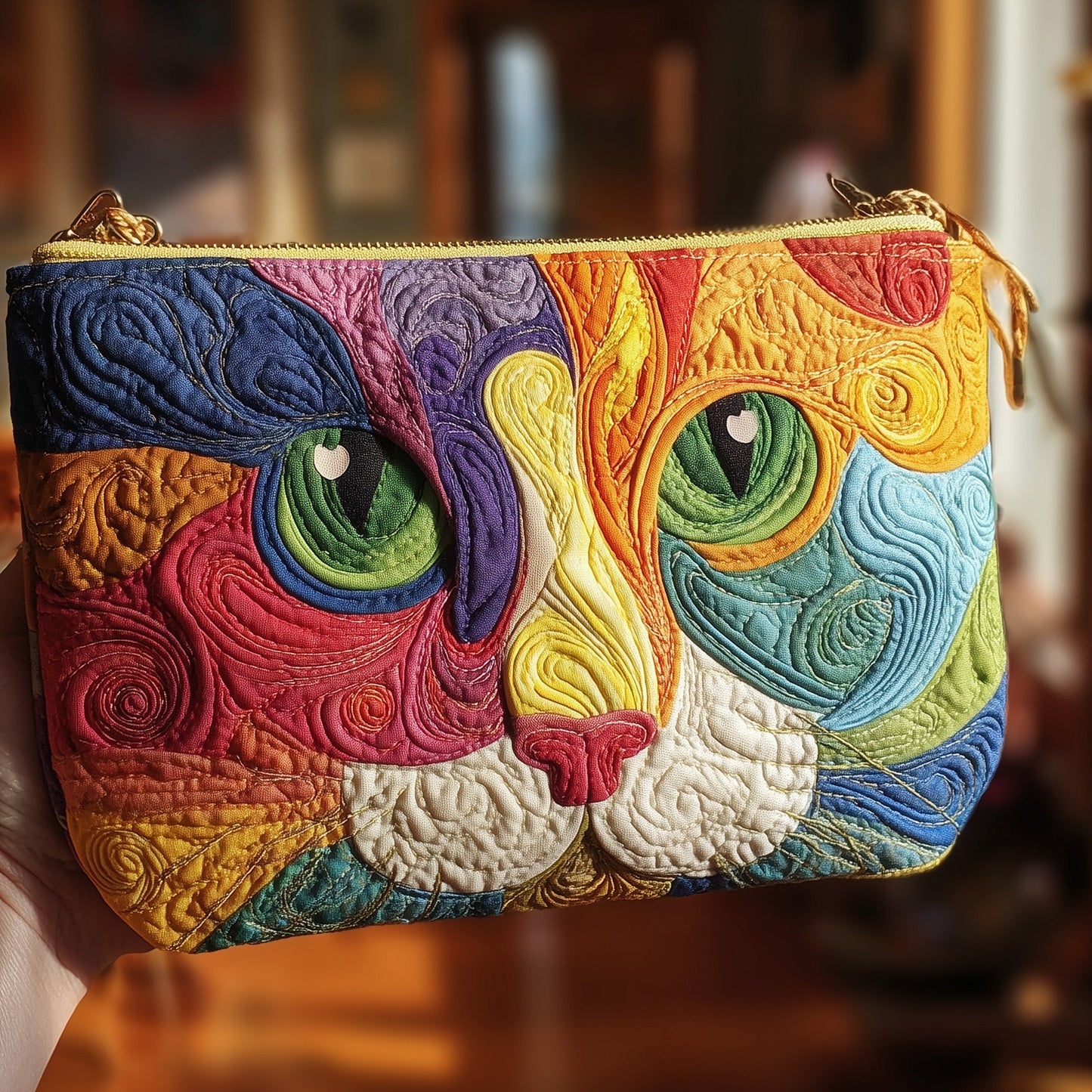 Swirly Cat Quilted Purse GFTONT2158