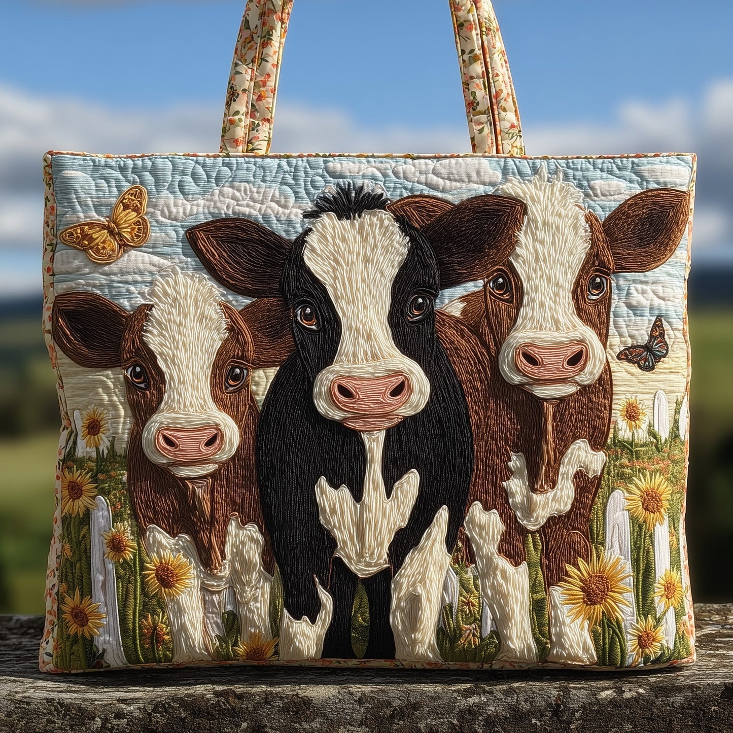 Herd of Cows Quilted Tote Bag GFTONT2252