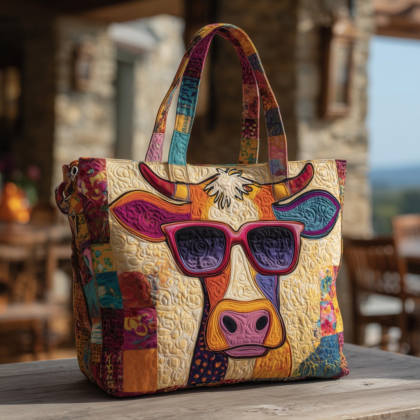 Funky Cow Quilted Tote Bag GFTONT2258