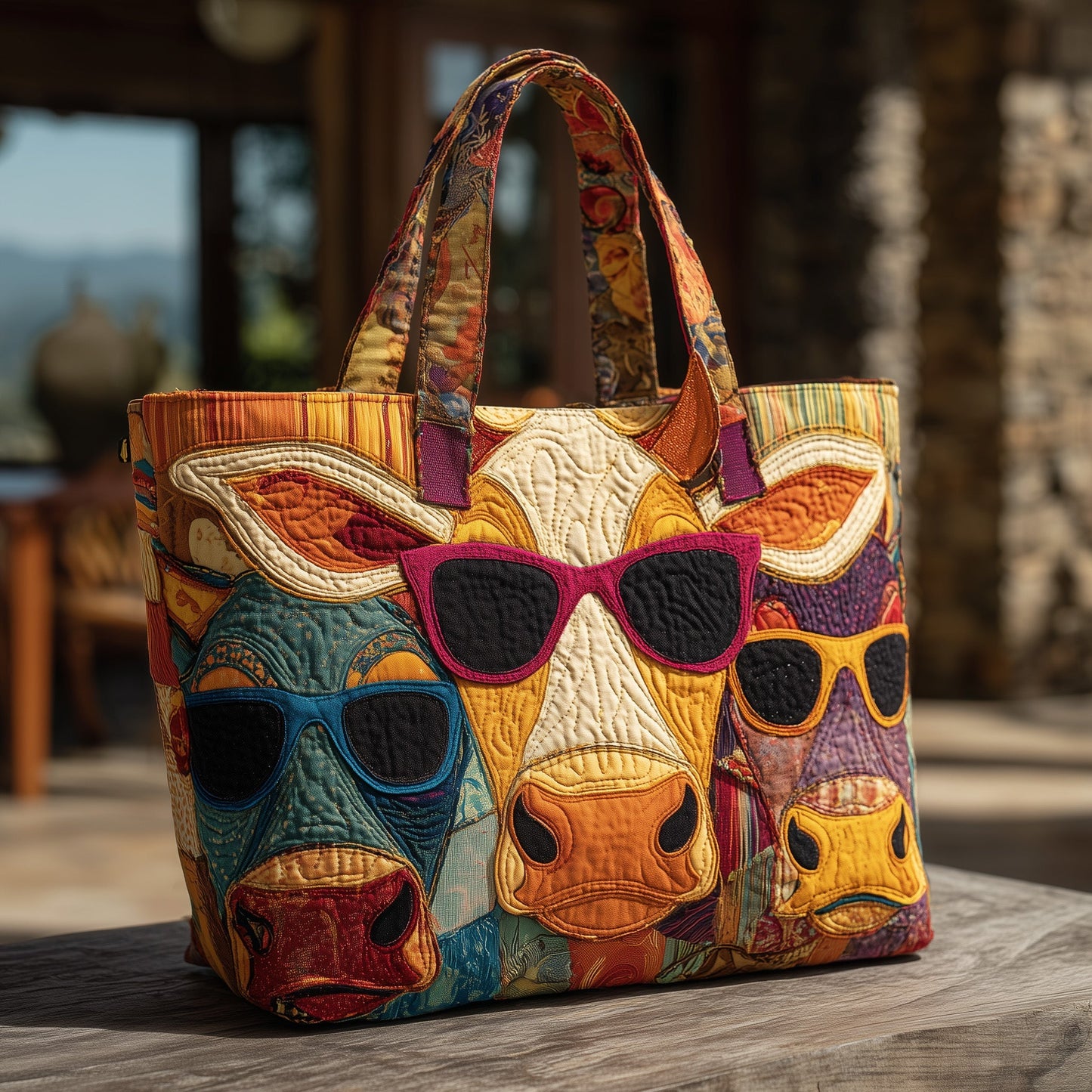 Funky Cow Quilted Tote Bag GFTONT2259