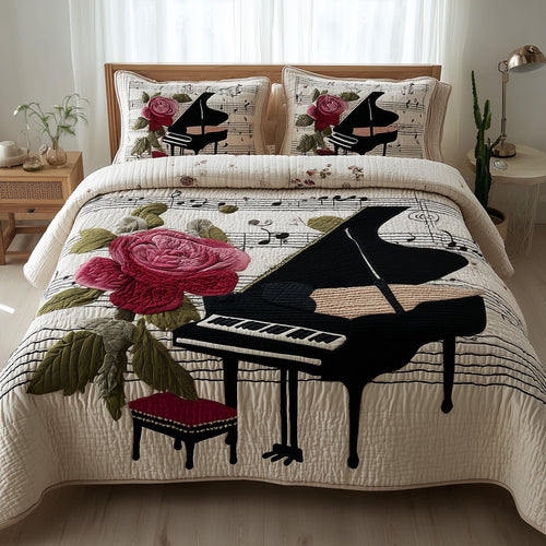 Rosy Piano 3-Piece Quilted Bedding Set GFTONT2385