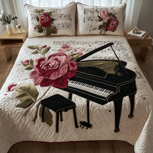 Rosy Piano 3-Piece Quilted Bedding Set GFTONT2387