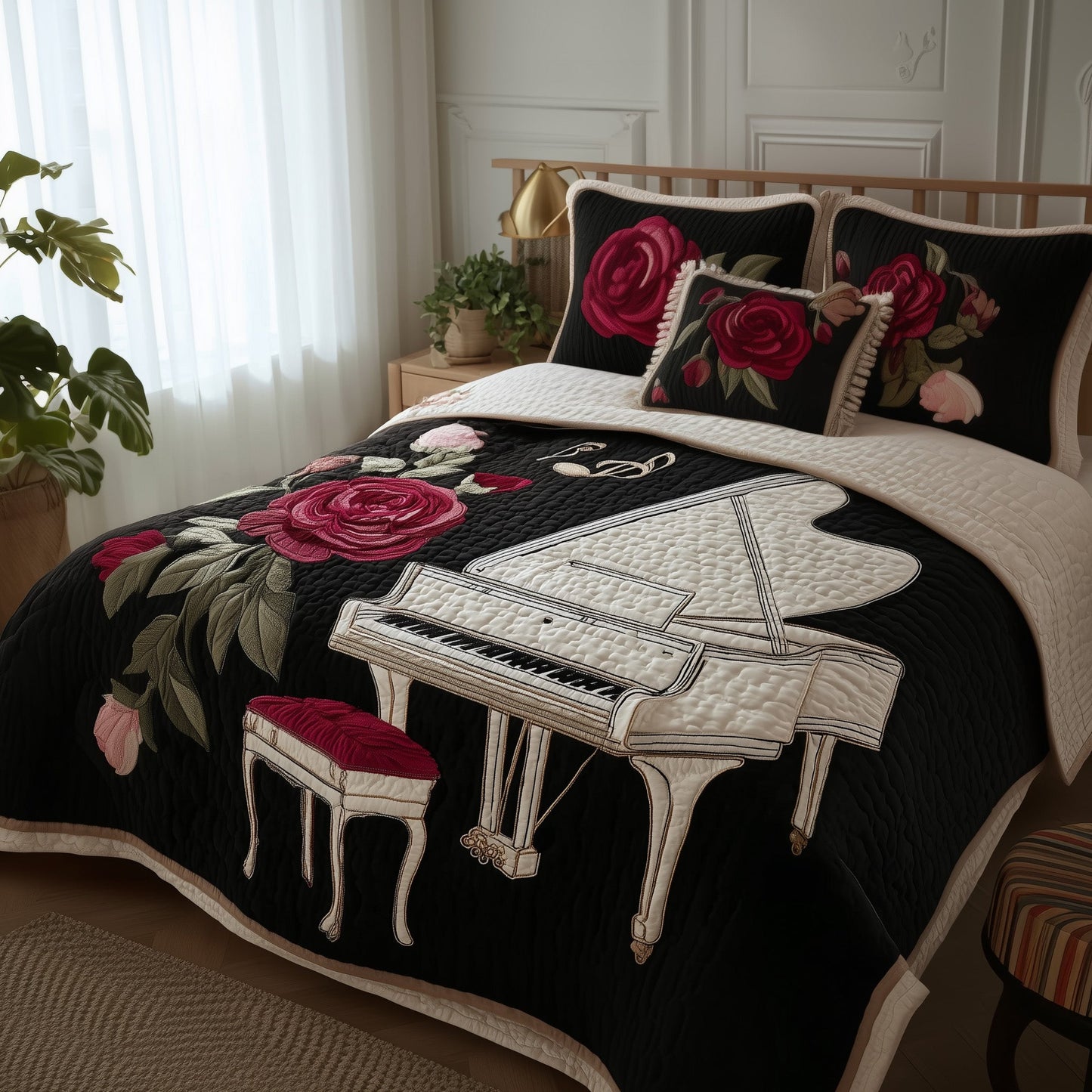 Grand Piano 3-Piece Quilted Bedding Set GFTONT2389