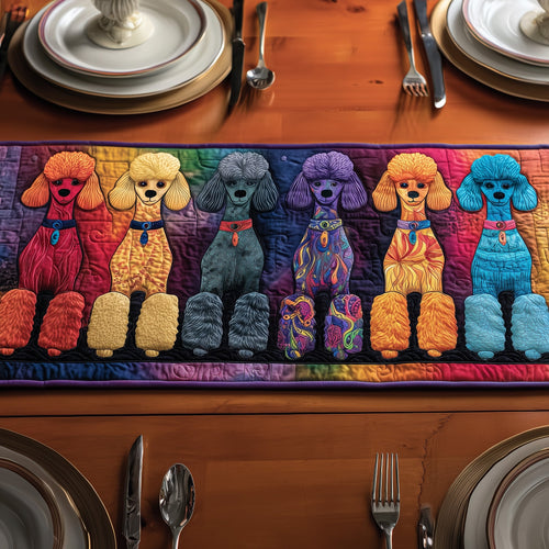 Poodle Queue Quilted Table Runner GFTONT2562