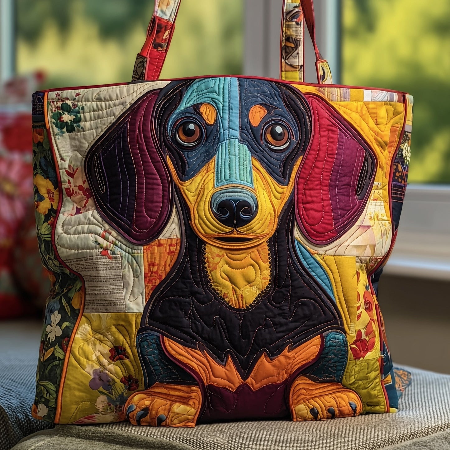 Dachshund Portrait Quilted Tote Bag GFTONT2569