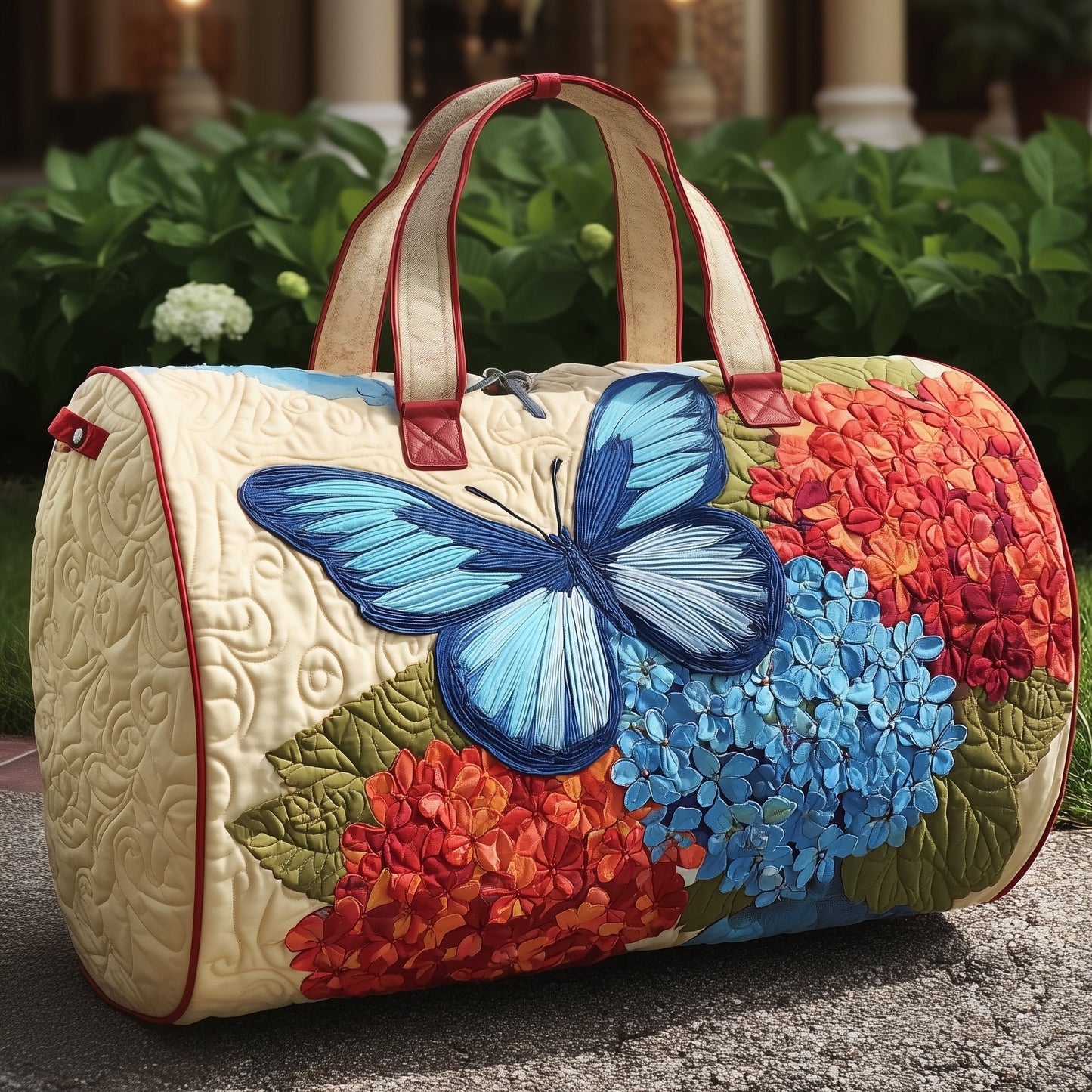 Hydrangea Butterfly Quilted Duffle Bag GFTONT2608