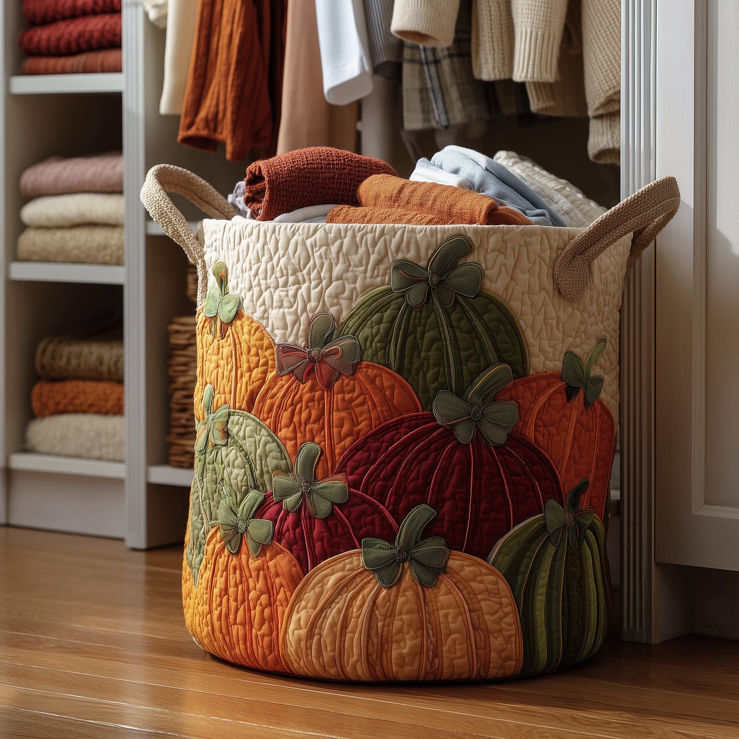 Autumn Pumpkin Quilted Laundry Basket GFTONT2622