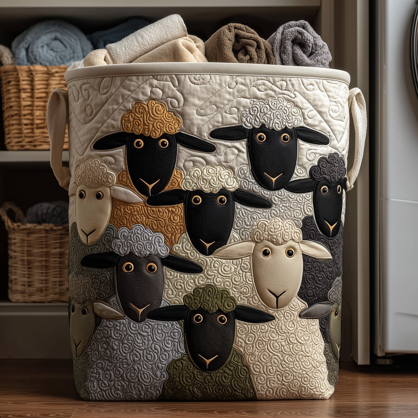 Sheep Haven Quilted Laundry Basket GFTONT2737