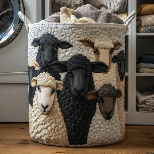 Woolly Sheeps Quilted Laundry Basket GFTONT2740