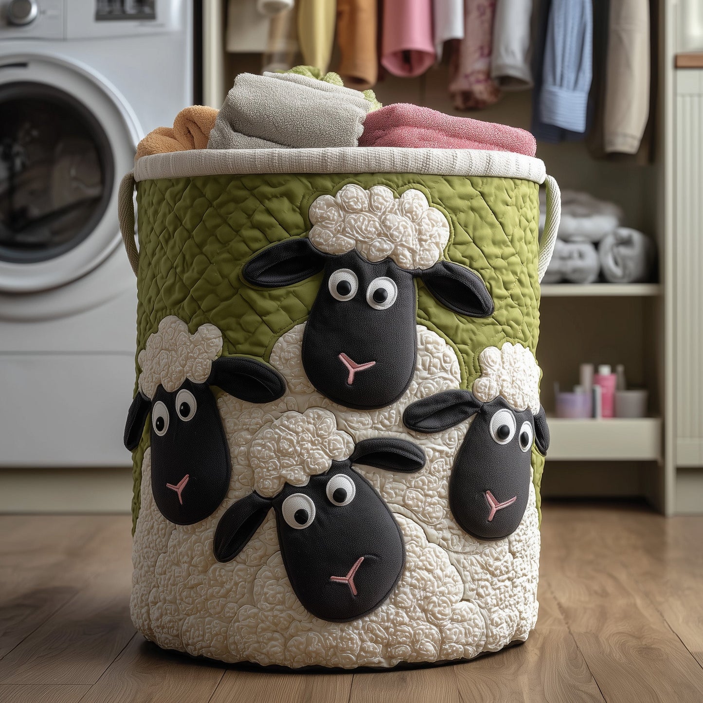 Woolly Sheeps Quilted Laundry Basket GFTONT2741