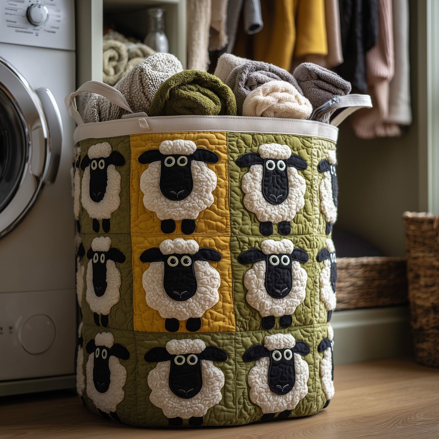 Herd of Sheeps Quilted Laundry Basket GFTONT2746