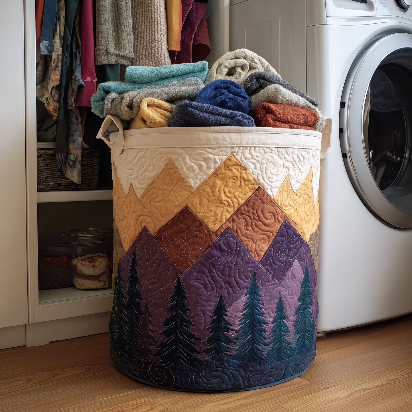 Forest Landscape Quilted Laundry Basket GFTONT2778