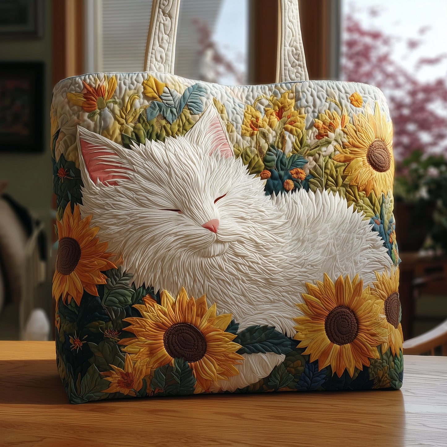 White Cat Quilted Tote Bag GFTONT2798