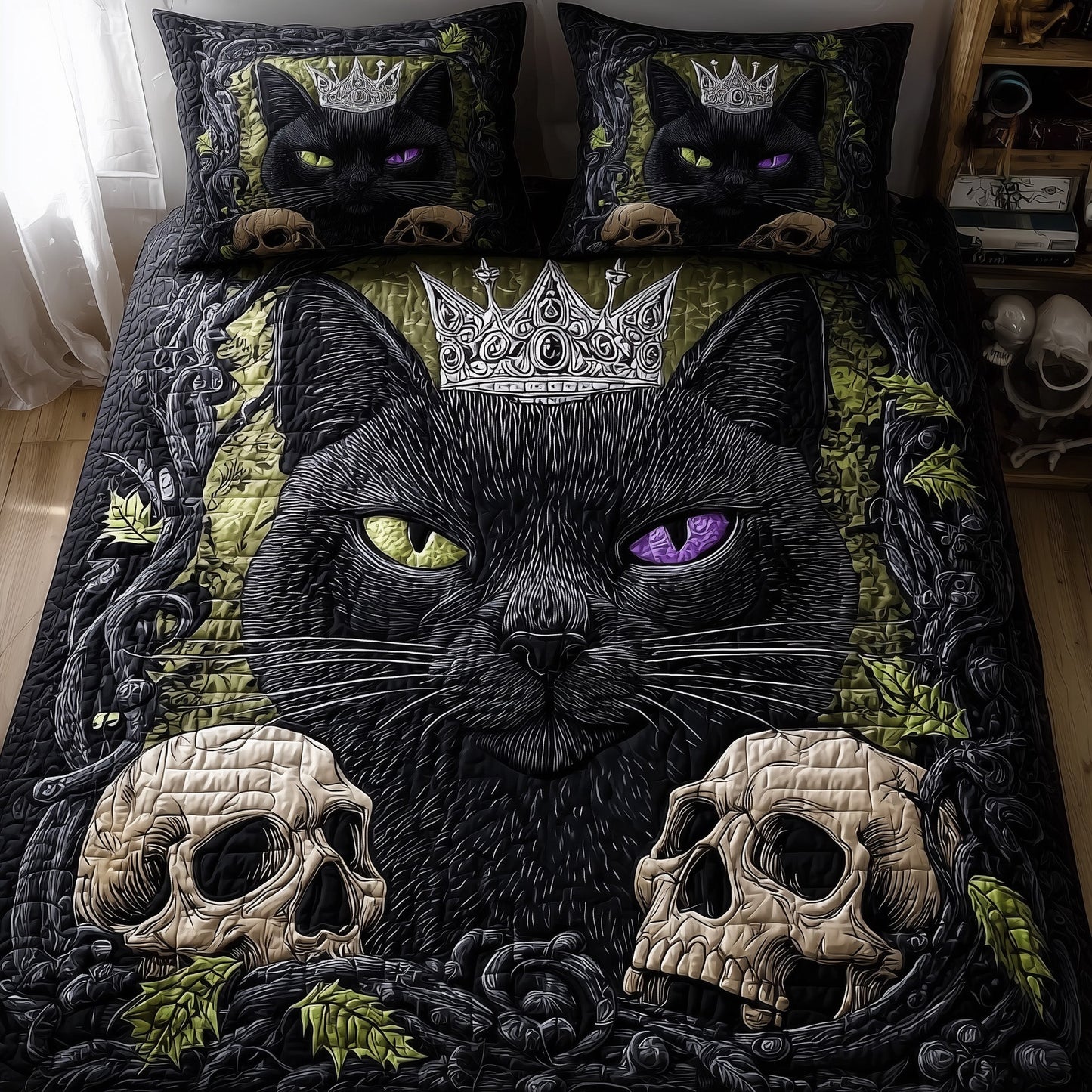 Gothic Cat 3-Piece Quilted Bedding Set GFTONT2865
