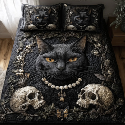 Gothic Cat 3-Piece Quilted Bedding Set GFTONT2866