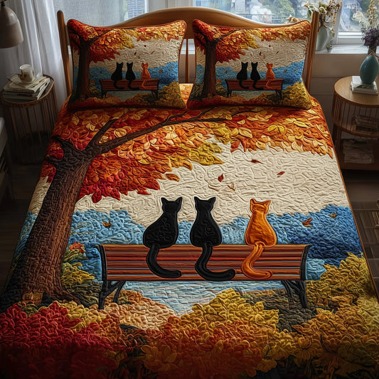 Cat Joy 3-Piece Quilted Bedding Set GFTONT2867