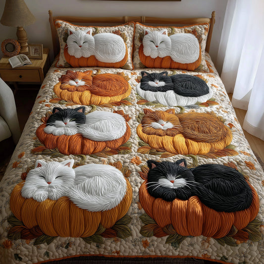 Autumn Cat Nap 3-Piece Quilted Bedding Set GFTONT2881