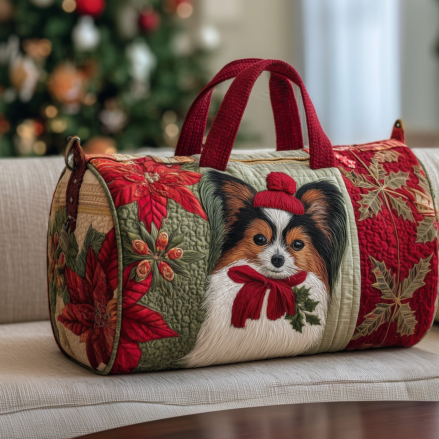 Papillon Dog Quilted Duffle Bag GFTONT2893