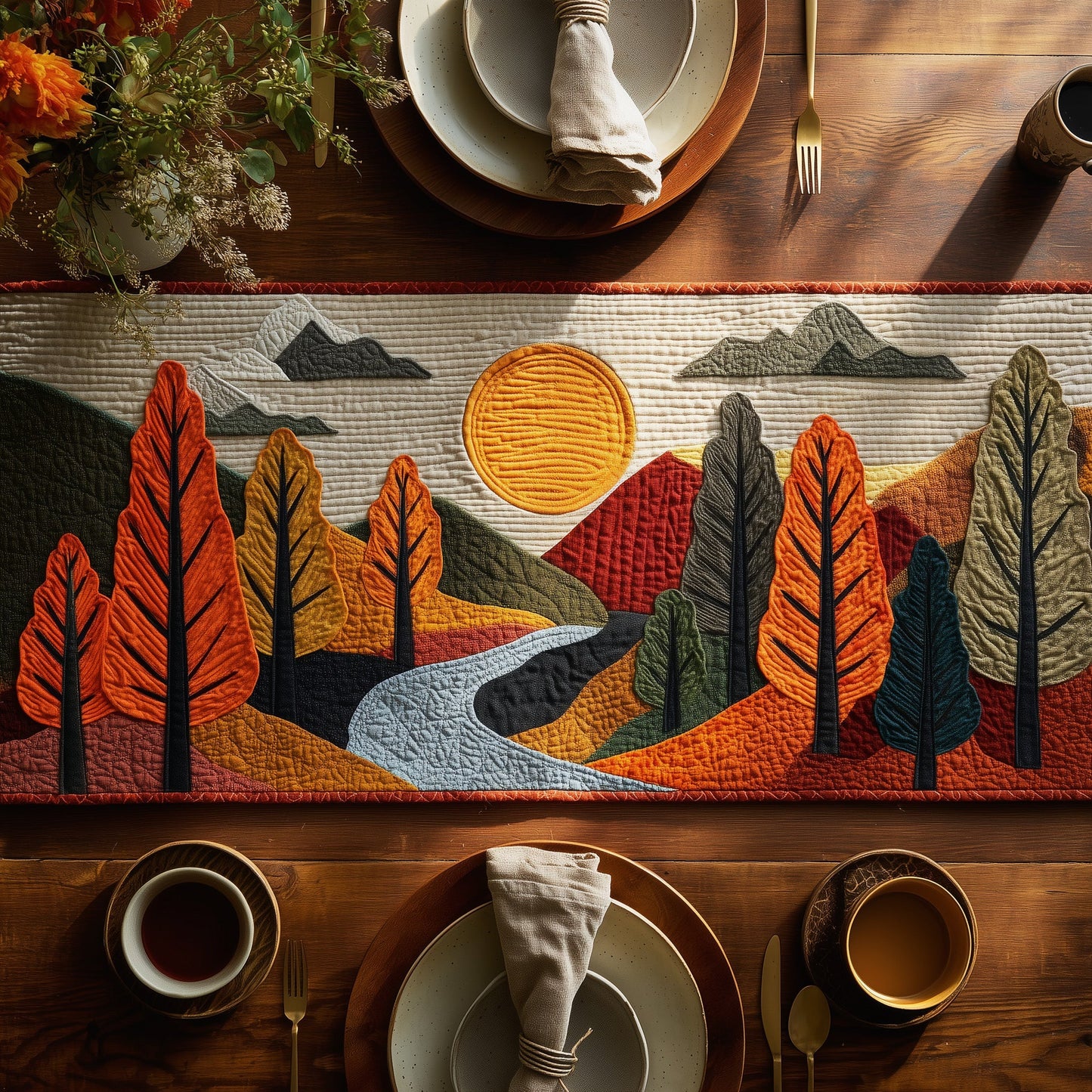 Autumn Forest Quilted Table Runner GFTONT2968