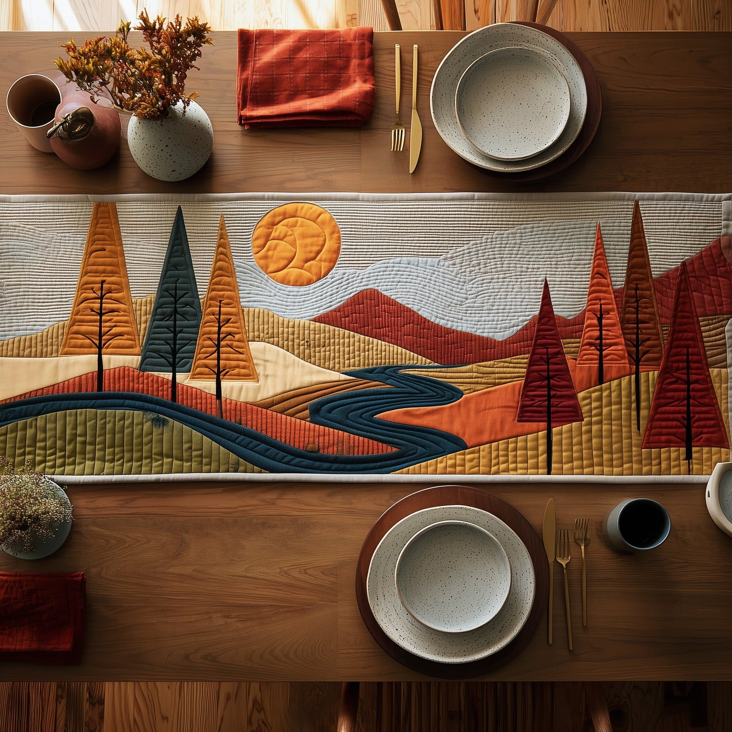 Autumn Forest Quilted Table Runner GFTONT2969