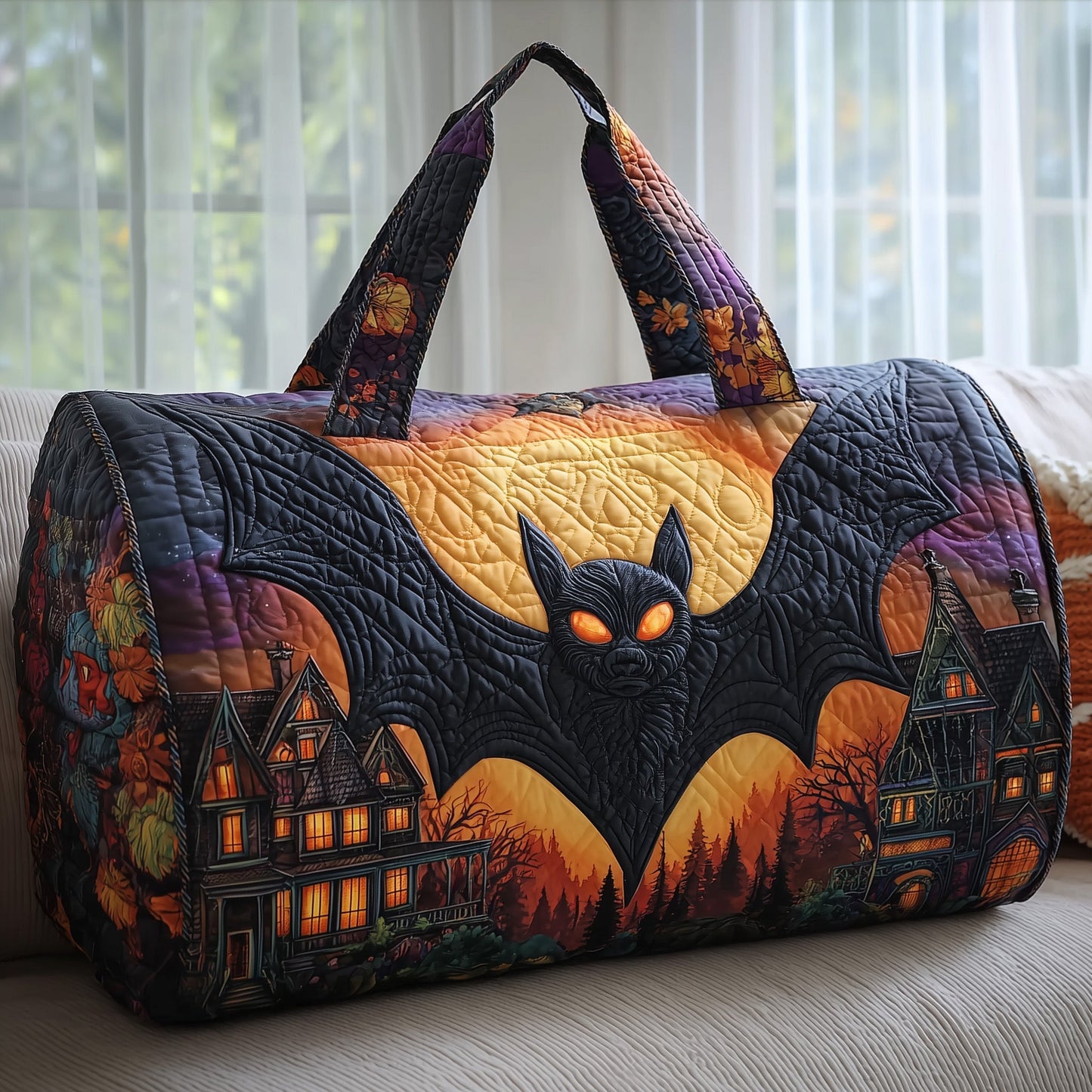 Mysterious Bat Quilted Duffle Bag GFTONT2996
