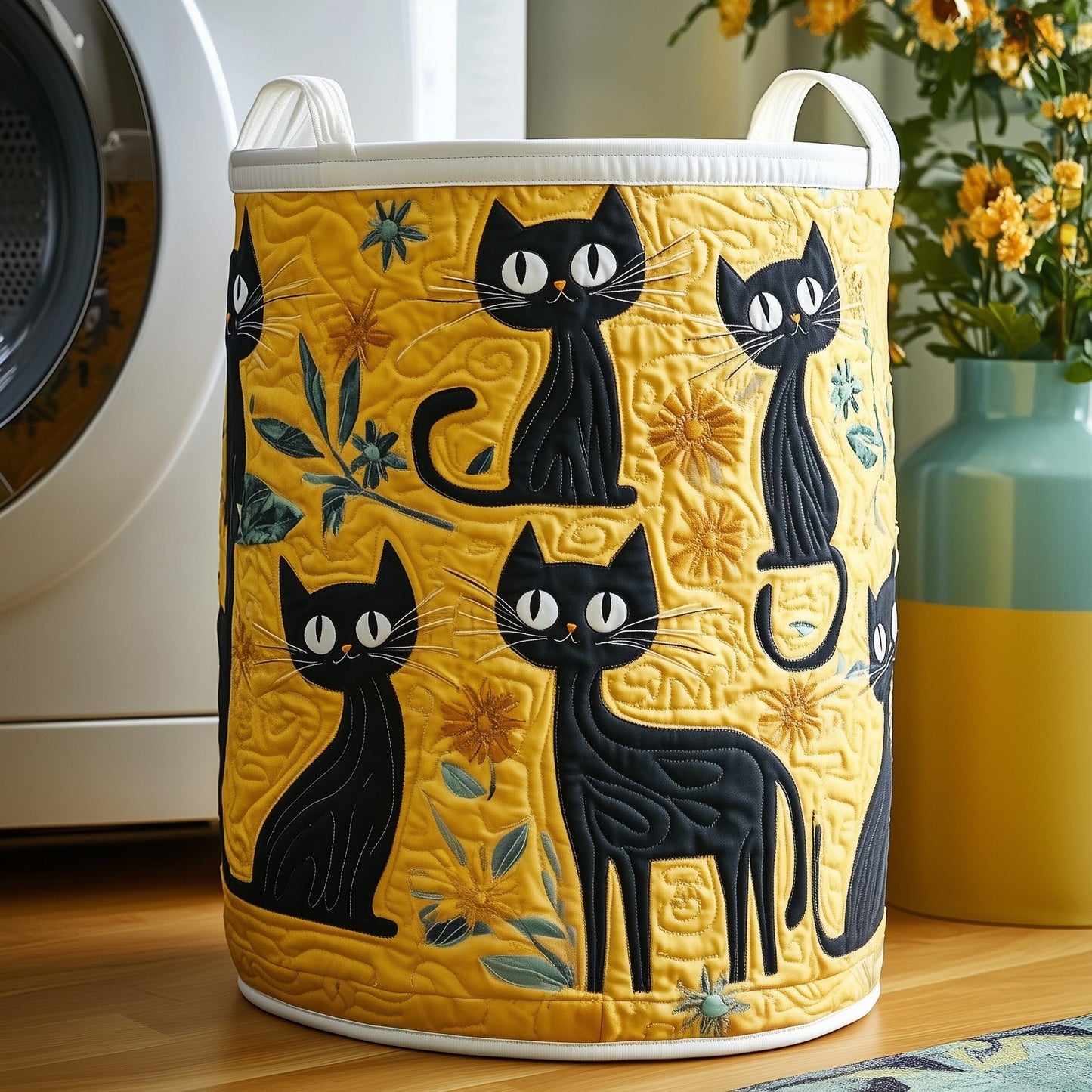 Whimsical Cat Quilted Laundry Basket GFTONT3071
