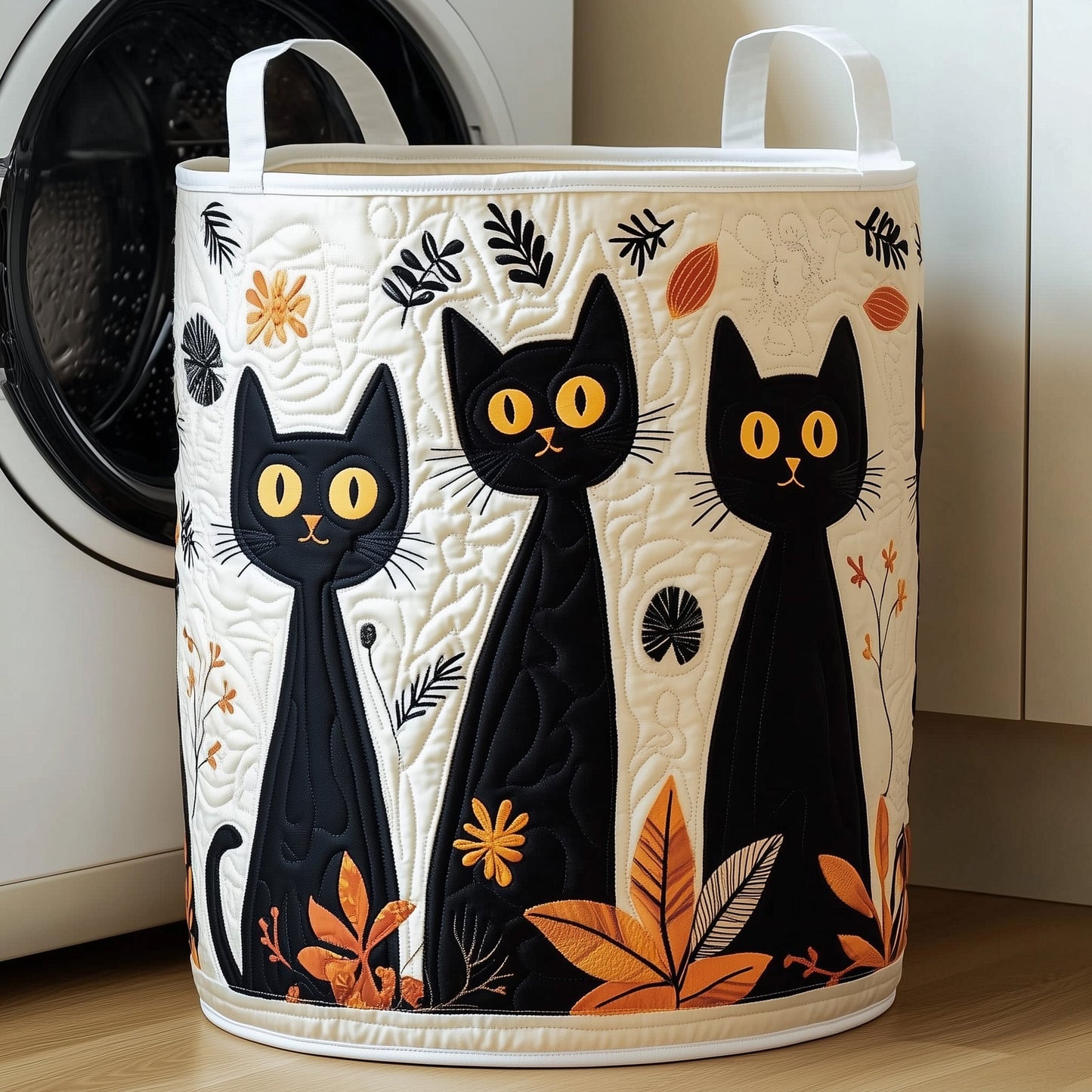 Whimsical Cat Quilted Laundry Basket GFTONT3072