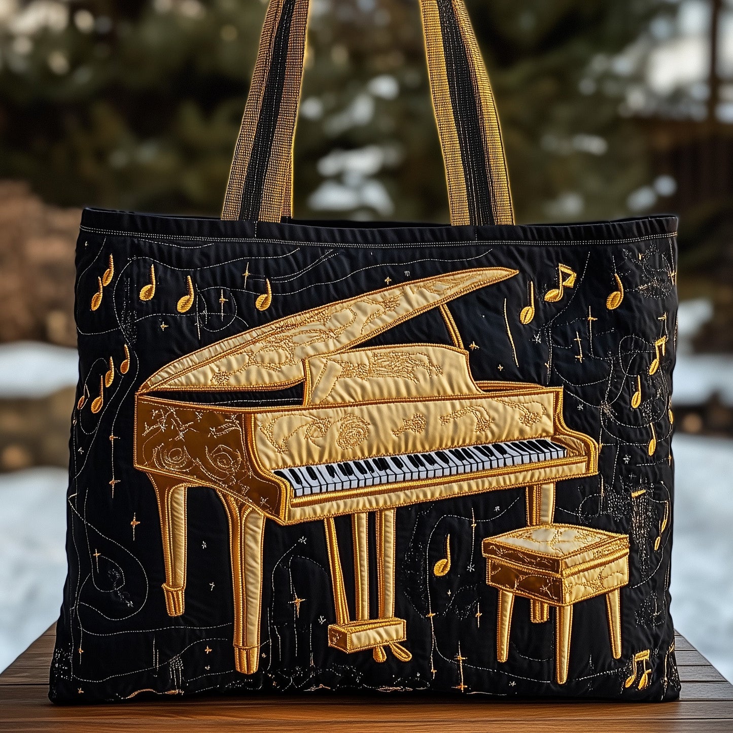 Golden Piano Quilted Tote Bag GFTONT3095