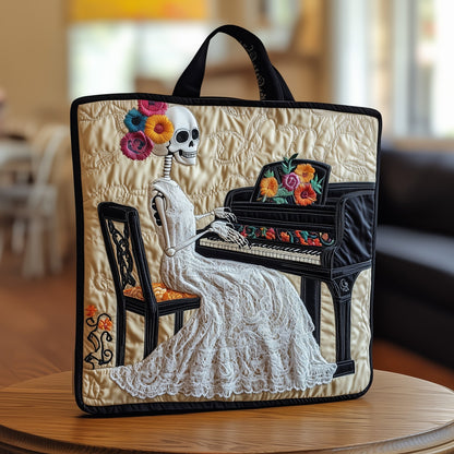 Skeleton Pianist Quilted Tote Bag GFTONT3098