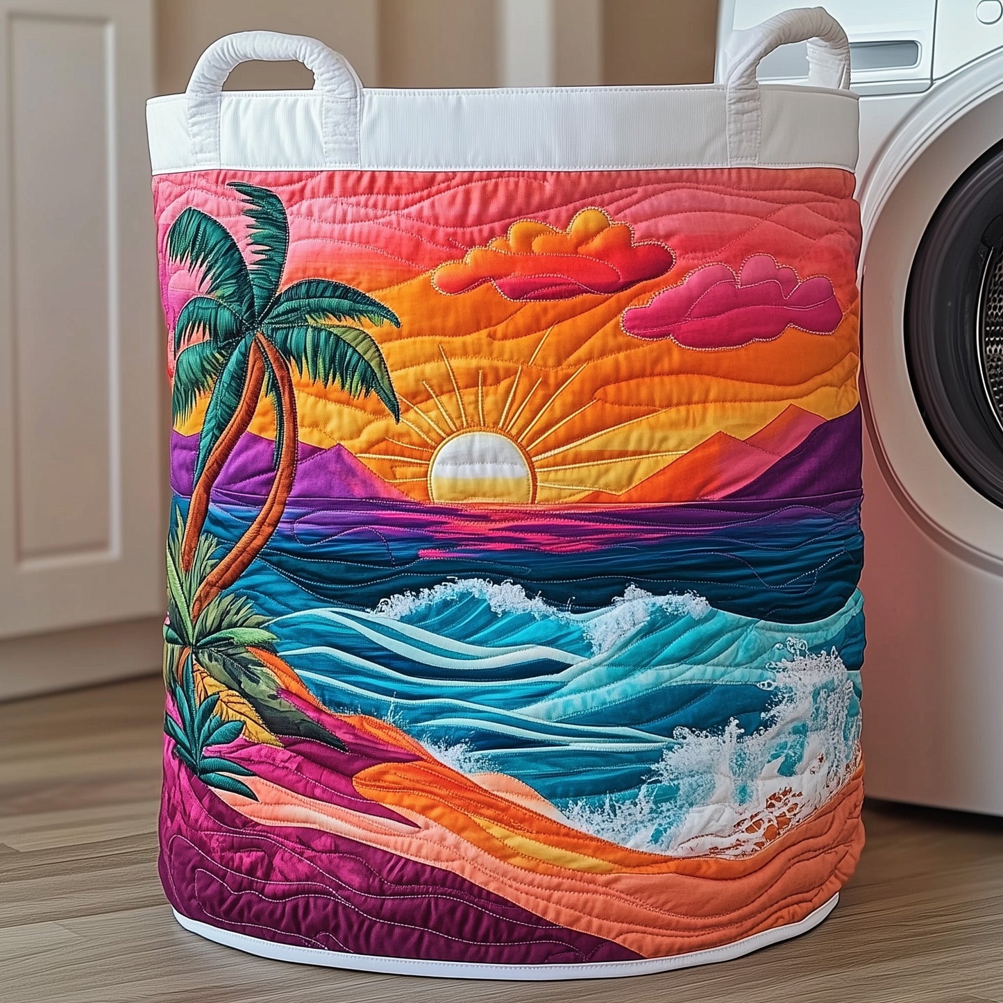 Tropical Sunset Quilted Laundry Basket GFTONT3116