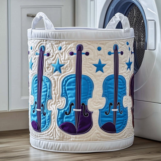 Rustic Violin Quilted Laundry Basket GFTONT3133