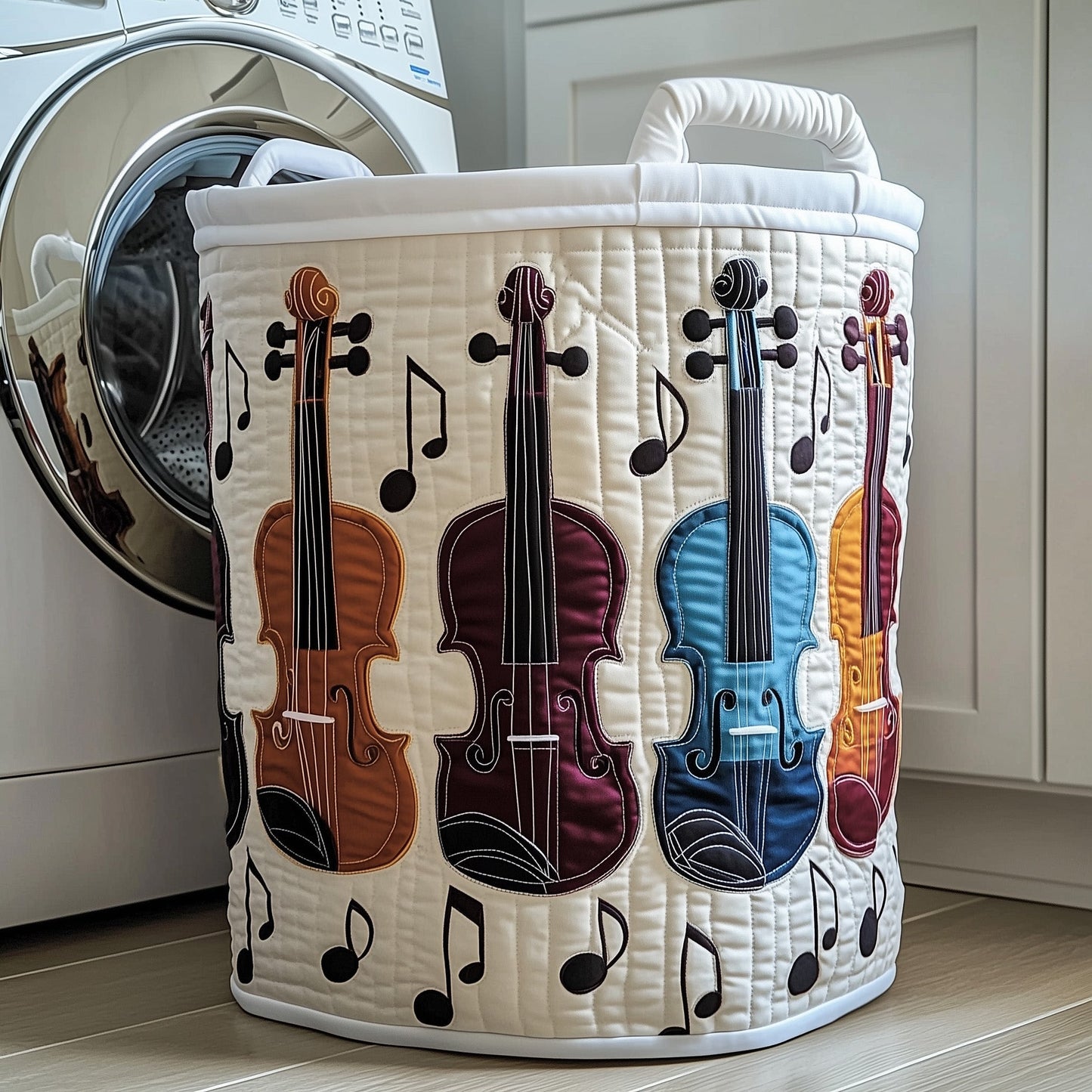 Rustic Violin Quilted Laundry Basket GFTONT3134