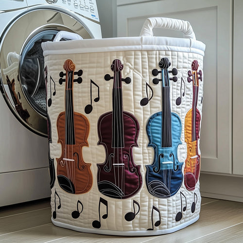 Rustic Violin Quilted Laundry Basket GFTONT3134
