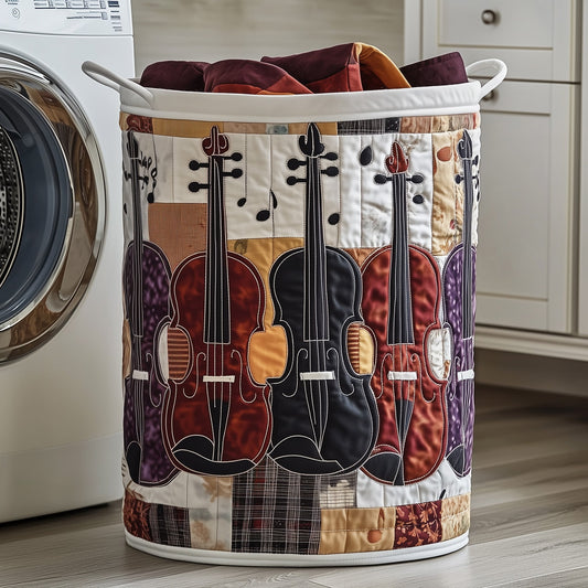 Rustic Violin Quilted Laundry Basket GFTONT3135