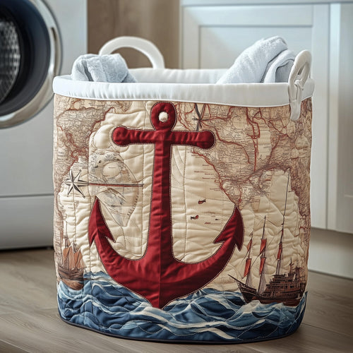 Nautical Anchor Quilted Laundry Basket GFTONT3142