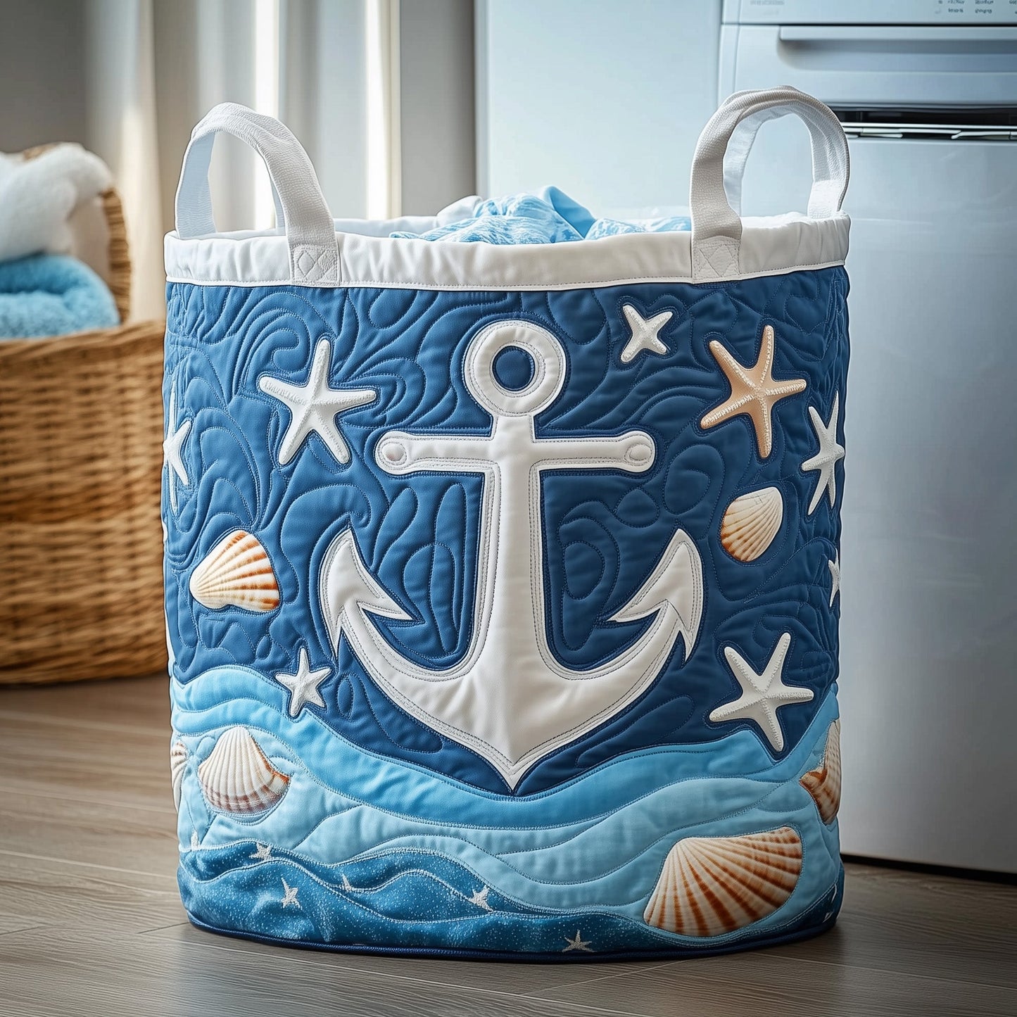 Nautical Anchor Quilted Laundry Basket GFTONT3143
