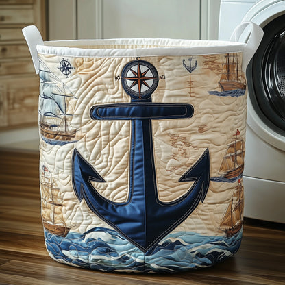 Nautical Anchor Quilted Laundry Basket GFTONT3144