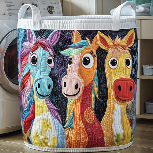 Whimsical Horse Quilted Laundry Basket GFTONT3200
