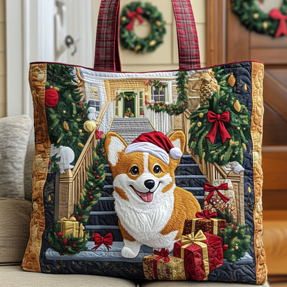 Christmas Corgi Quilted Tote Bag GFTONT3363
