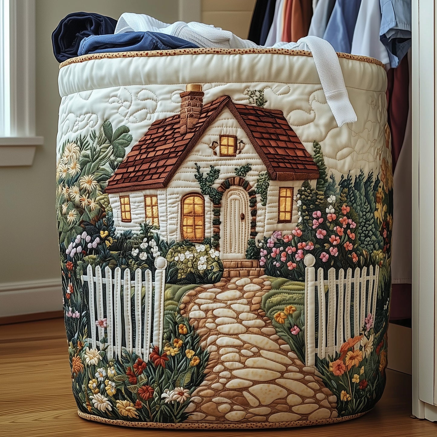 Floral Manor Quilted Laundry Basket GFTONT3407