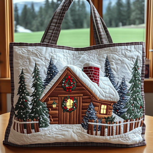 Snow Log Cabin Quilted Tote Bag GFTONT3430